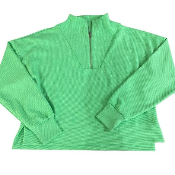 Zyia medium 3/4 zip green crop waffles textured pull over oversized - Picture 1 of 4